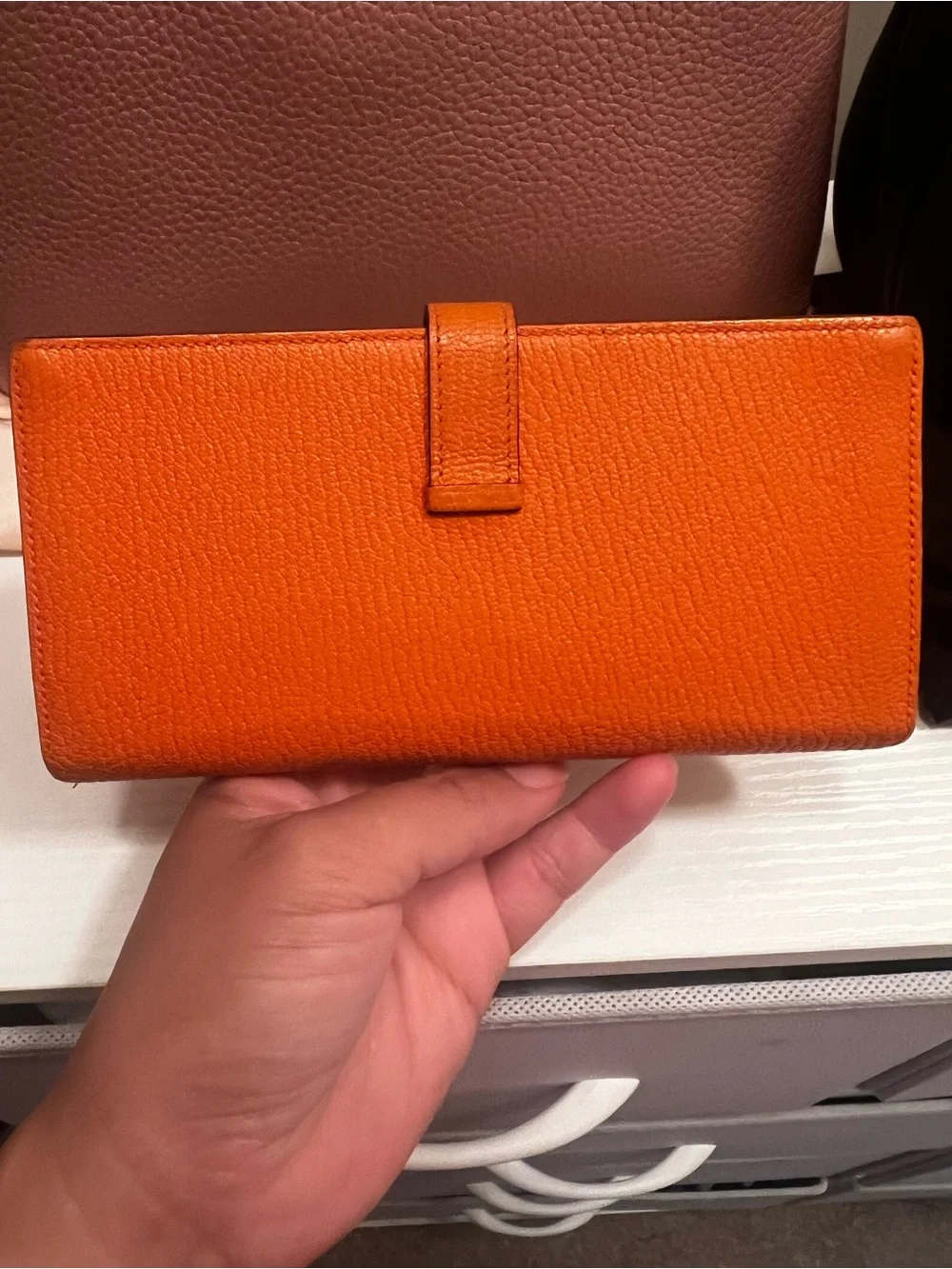 Hermès Bearn Soufflet Wallet Orange Epsom Leather
